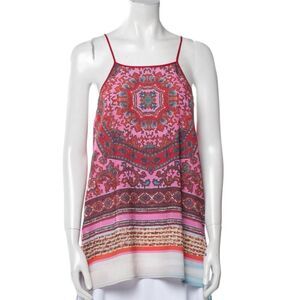 Clover Canyon Light Weight Paisley Print Tank Top Adjustable Straps Hippie, Boho